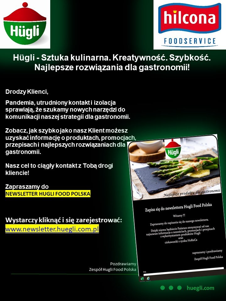 NEWSLETTER HUGLI FOOD JUŻ JEST - ZAPISZ SIĘ